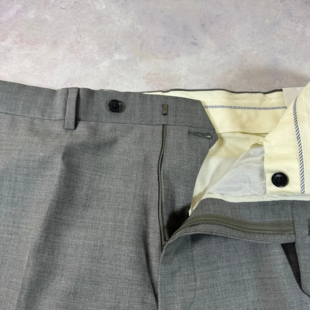 Brooks Brothers Pants Mens 40x33 Act (40x32 )Gray Explorer Fitzgerald Flat Front